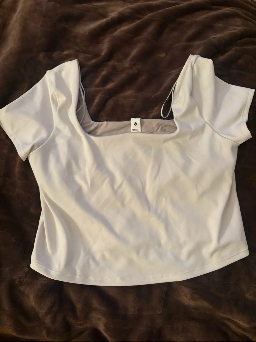 lululemon square neck short sleeve top in off white